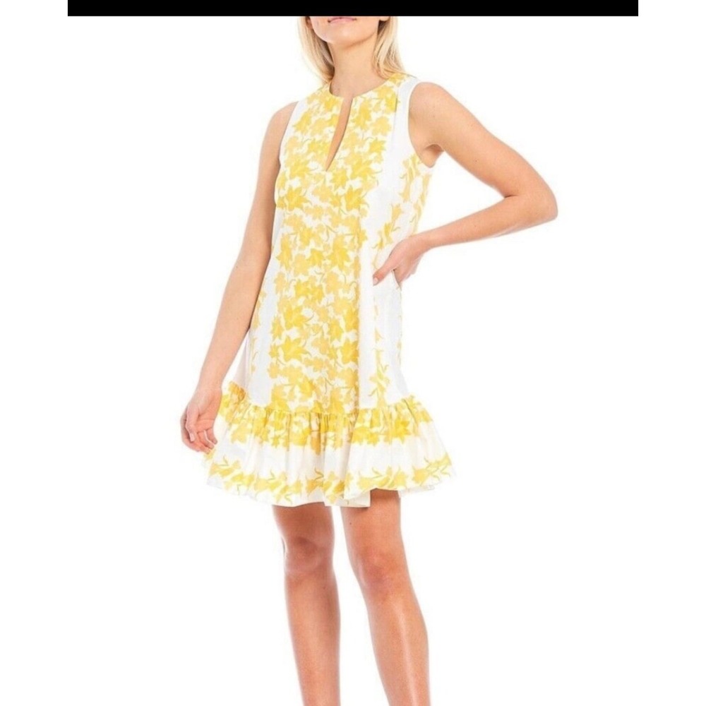 Sachin & Babi x Dillard's Yellow Floral Ruffle Hem Shift Dress Womens Size 2 - Picture 14 of 14